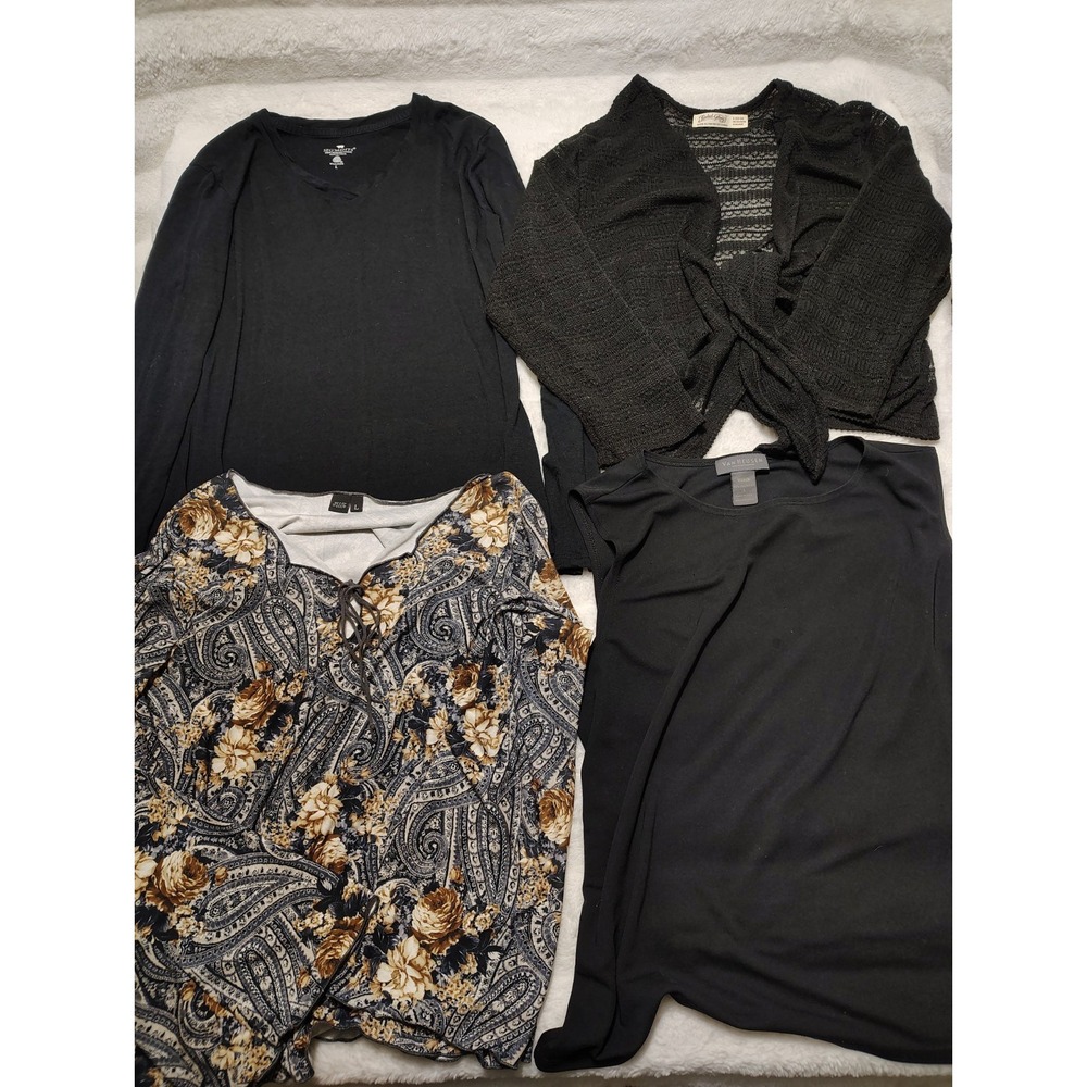 LOT Of 4 Women's Sz L - Van Heusen, Faded Glory Knit, Segments, PSSSJ - Top
